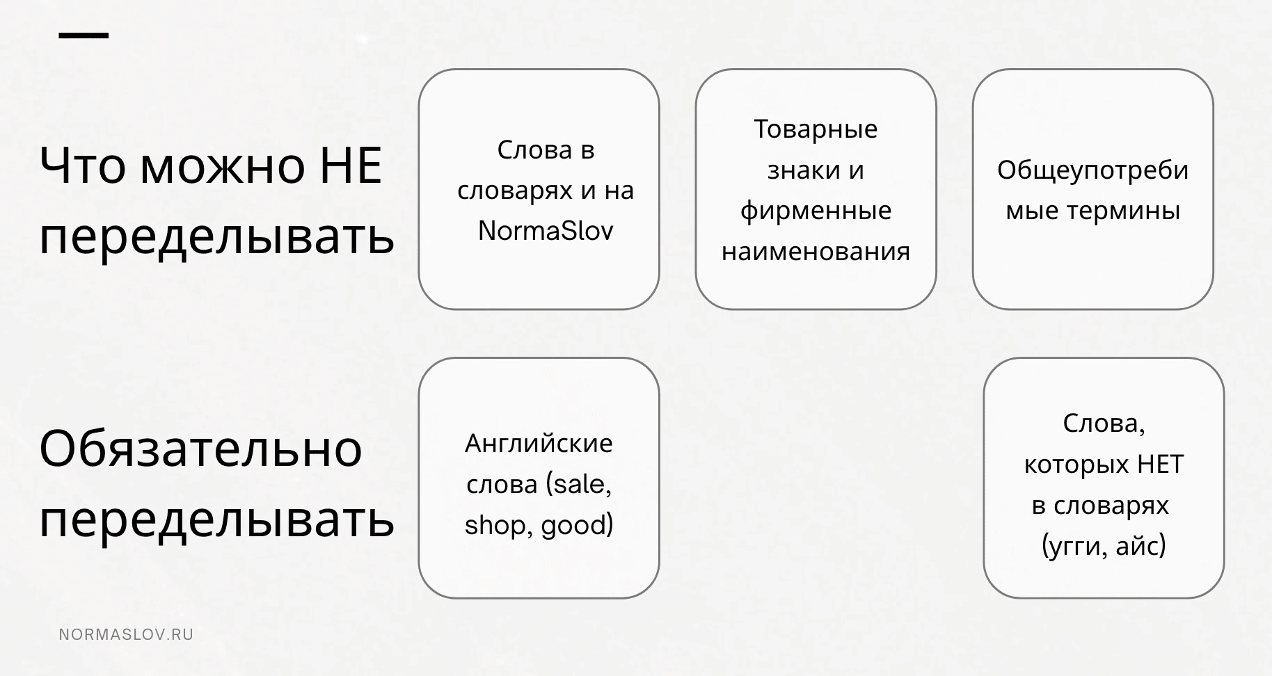 На какие слова распространяется русификация, а какие разрешено оставить
